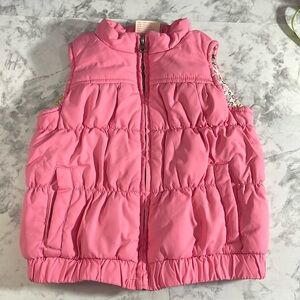 Oshkosh Genuine Kids Pink Puffer Vest with Floral Print Lining Size 5T
